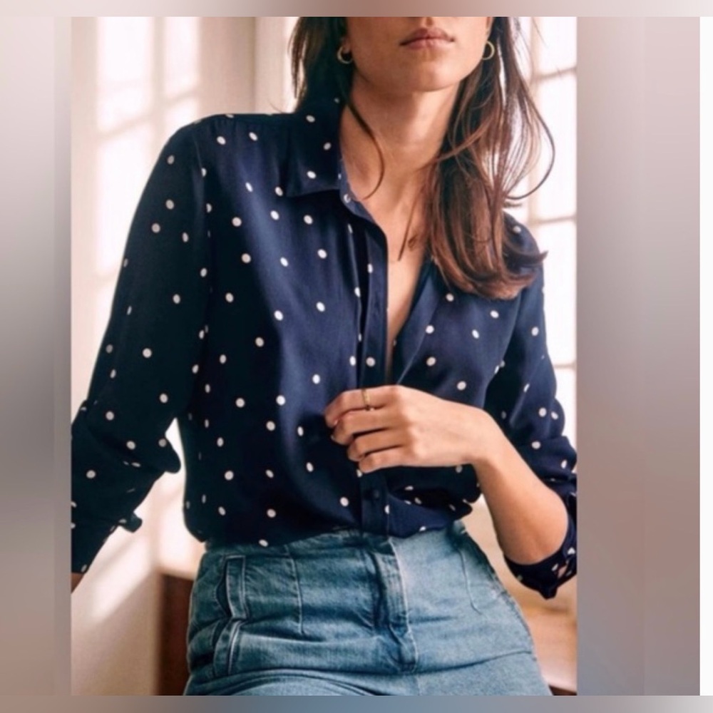 Sezane Silk Chemise Ann Navy 16 / 48